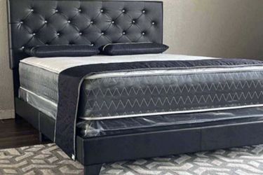 (NEW IN BOX)Black Bed Frame with rhinestones available in Full & Queen Size