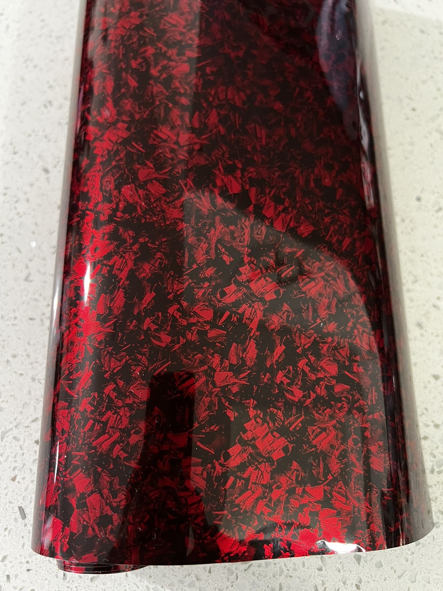 Glossy Red Forged Carbon Wrap With Adhesive