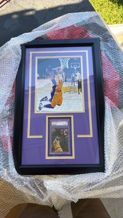 Kobe Bryant Framed Photo with PSA Graded Card