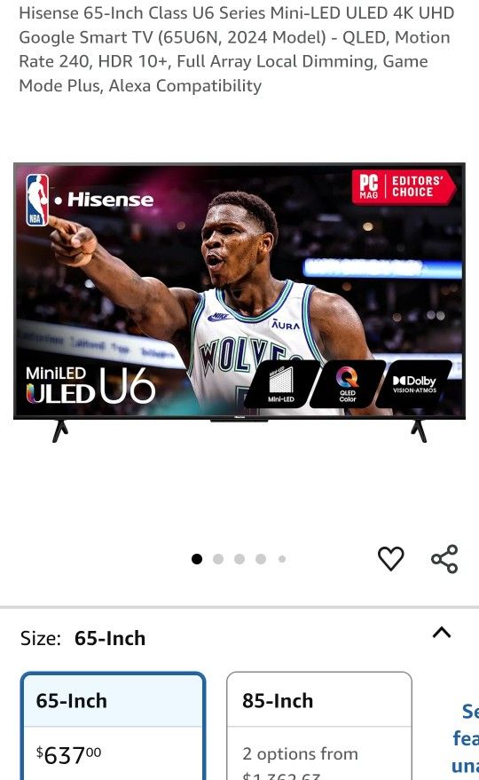 65" QLED Hisense TV