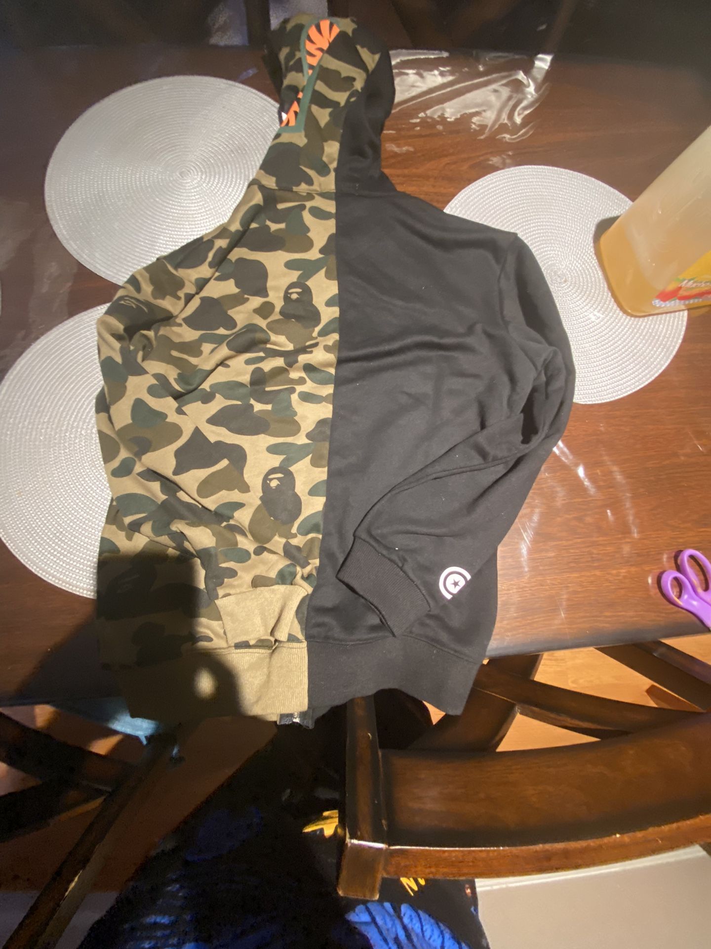 Bape Split Camo And Black Hoodie 