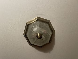 2 Glass and Antique Brass Flush Mount Ceiling Light 