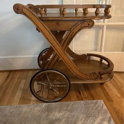Antique Wooden Bar Cart 