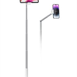 New Tablet Floor Stand-Flexible Long Arm Tablet&Phone Holder,360° Angle Adjustable,Aluminum Alloy