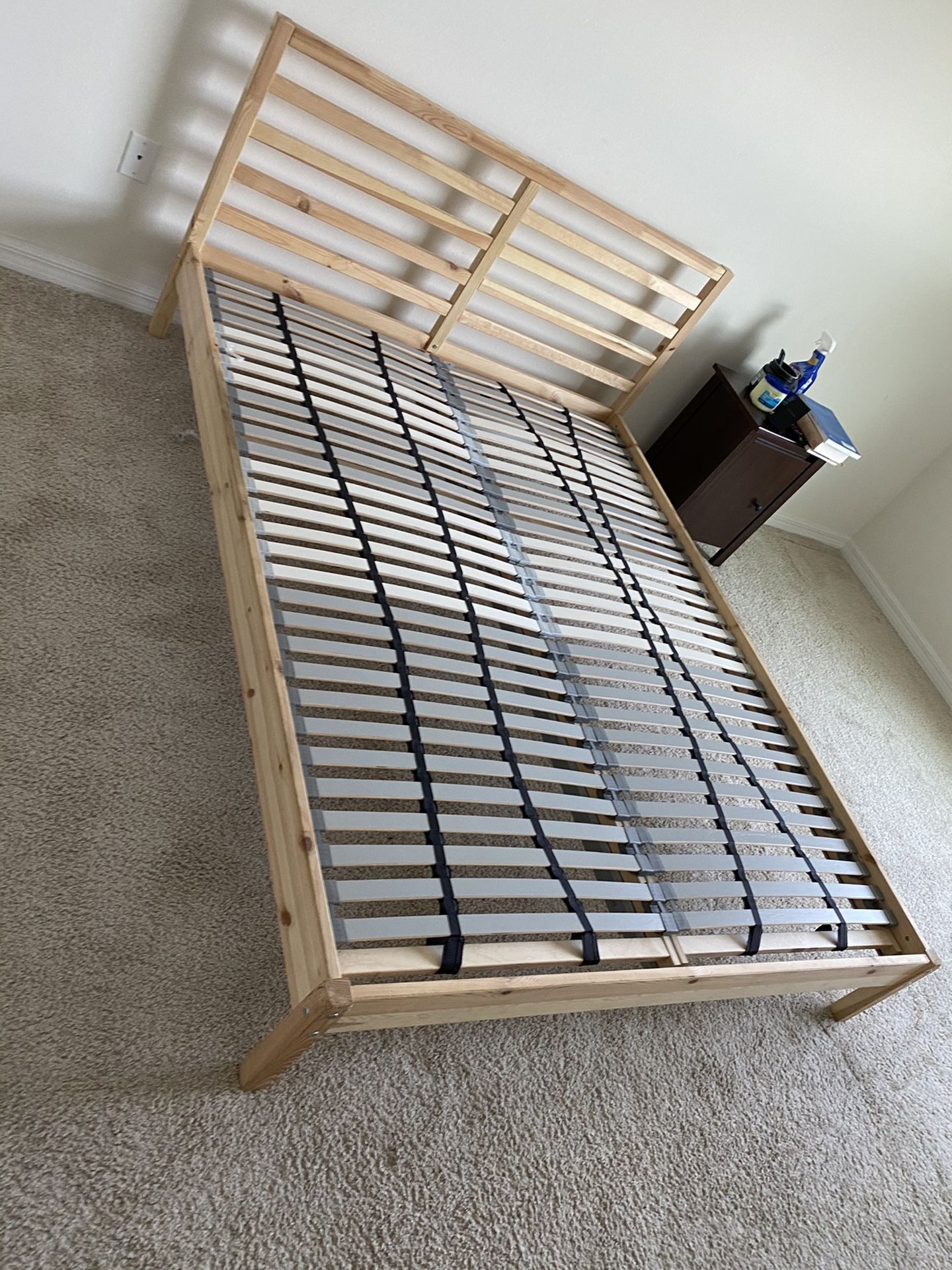 IKEA Queen platform bed frame upgraded slats