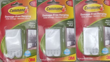 3 Command Brand Narrow Picture Hanging Strips 4 Pairs of Strips Each 3 Packs