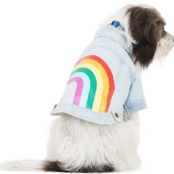 Dog's Denim Jacket With Rainbow 