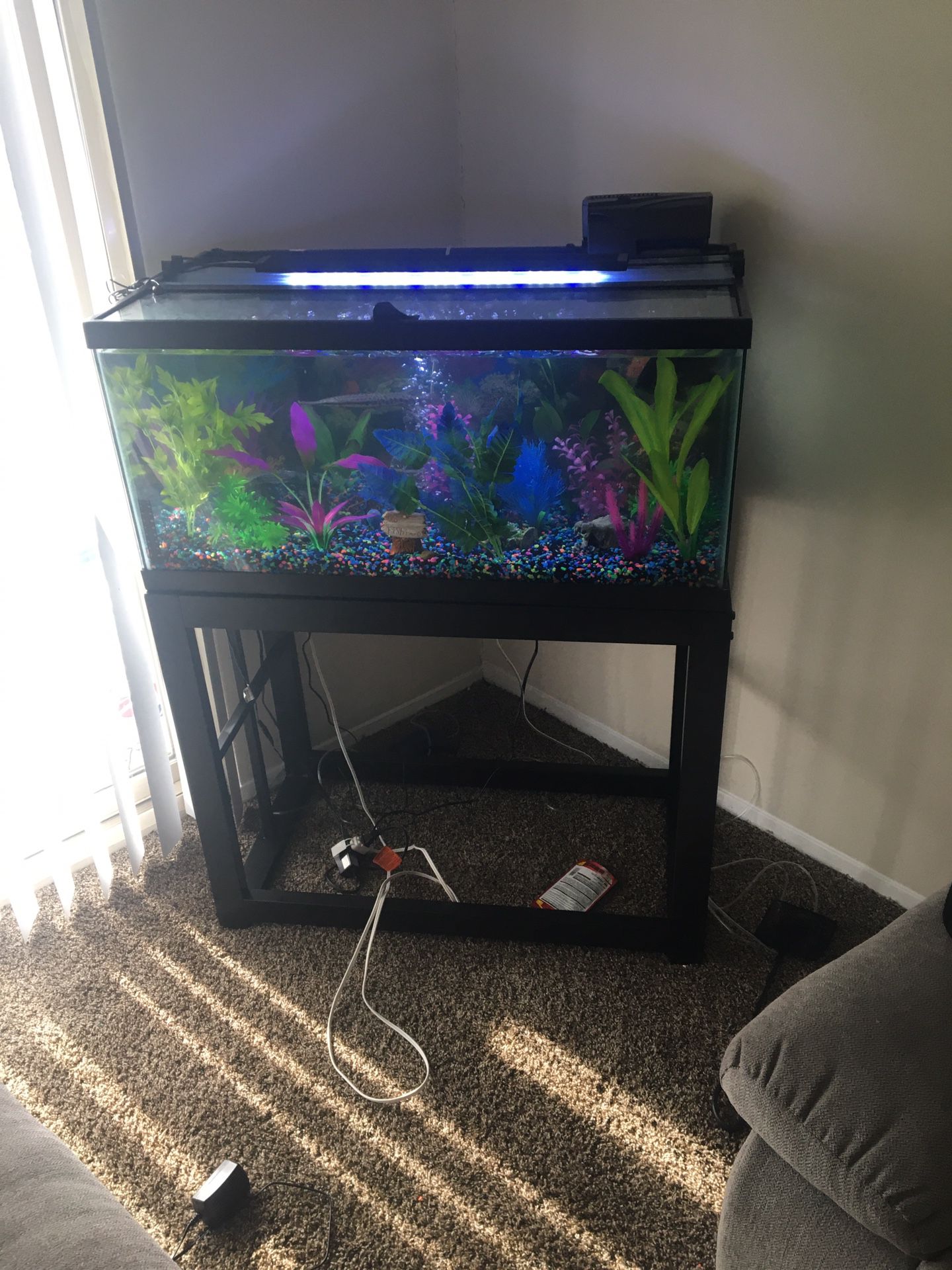 40 gallon fish tank with stand an 3D light