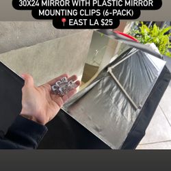 30x24 mirror with Plastic Mirror Mounting Clips (6-Pack)