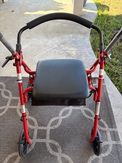 Red Rollator Walker with Seat