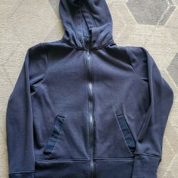 90 Degree by Reflex Fleece-Lined Zip-Up Hoodie – Navy Blue, Size Large