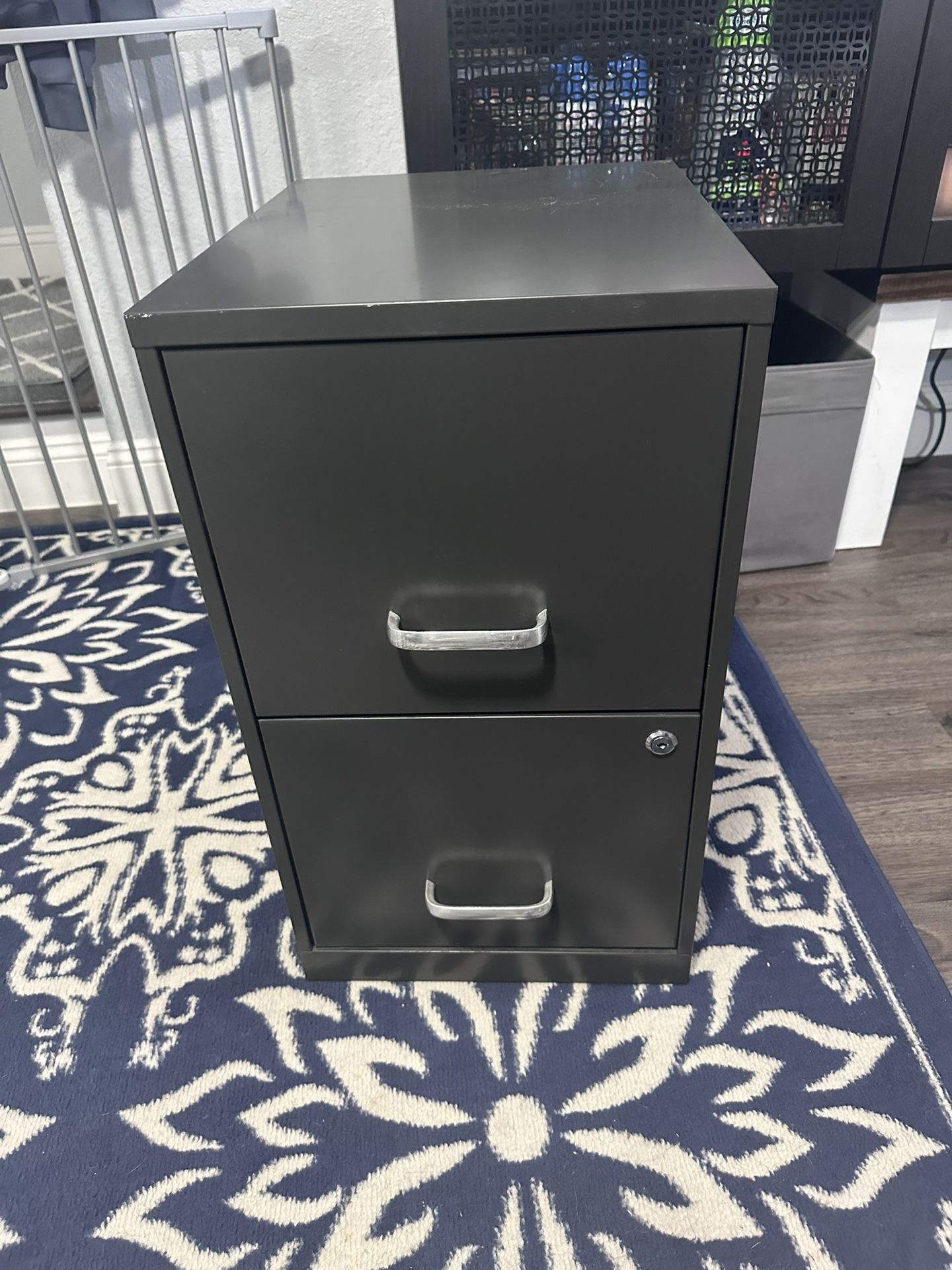 Vertical Metal Filing Cabinet, 2 Drawer (Dark Gray)