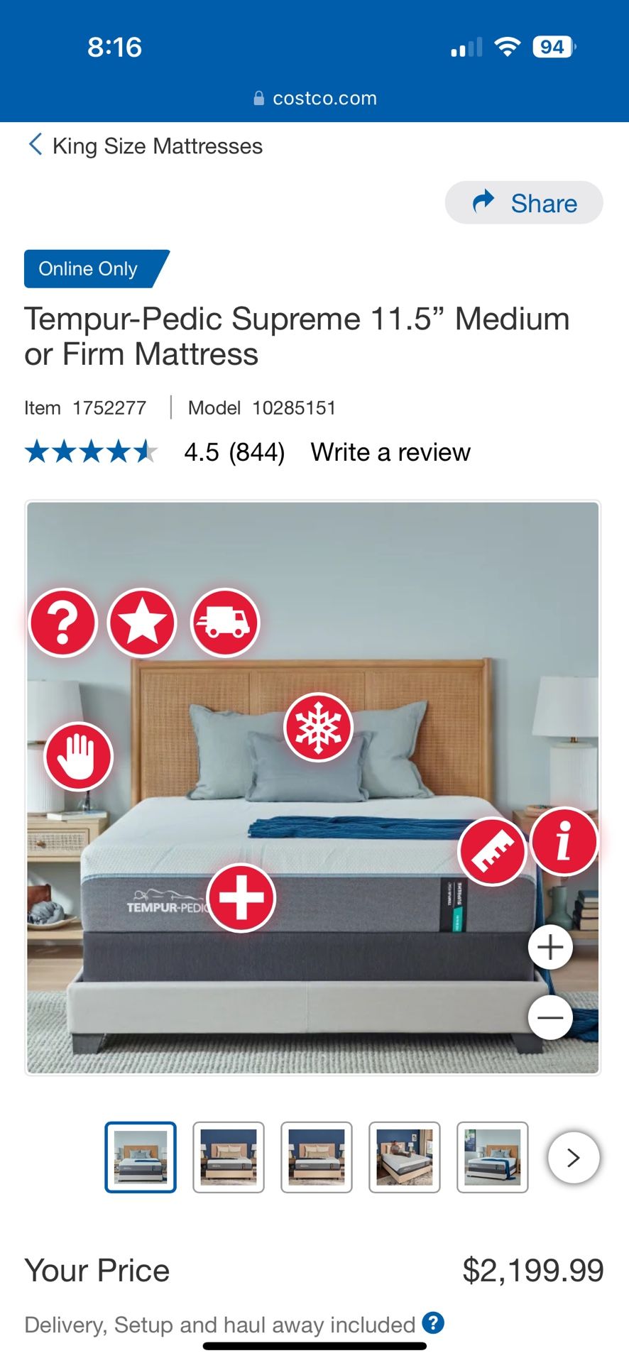 Brand New King Tempurpedic Medium Hybrid Supreme Model $1550,All Products : American Fashion Style Bags On Sale