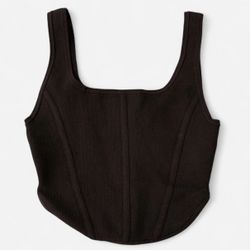 Babaton Sculpt Knit Bustier Tank Top (Rich Mocha) *Aritzia*