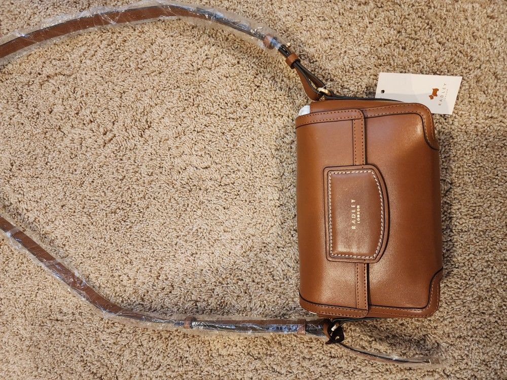 New Brown Leather Radley London Crossbody Bag Purse Bag 