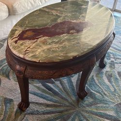 Chinese Tea / Coffee Table With 6 Low Stools 