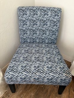 Blue Chevron Upholstered Accent Chair