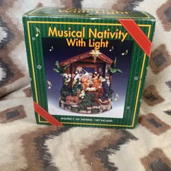 Vintage Cracker Barrel Nativity Musical Light Christmas Decor 1999 Retired