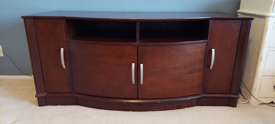 Curved Wooden TV Stand / Media Console with Storage