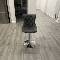 Four Brand New Gray Velvet Barstools 