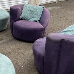 Vintage 2 Vladimir Kagan Lavender Suede Material Swivel Chairs 