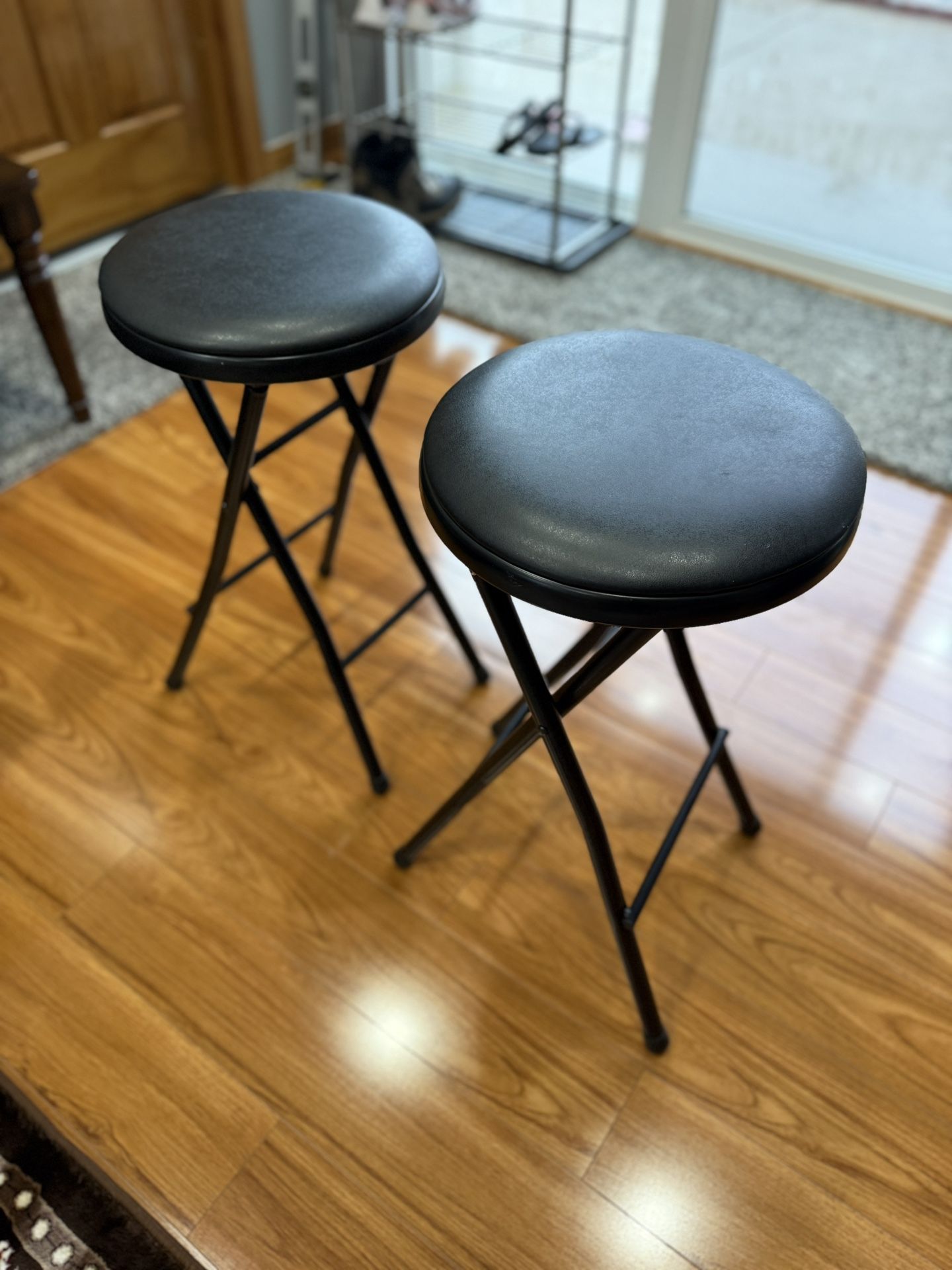 Pair of Black Folding Stools