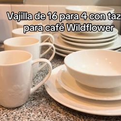 Vajilla WildFlower Blanca, Princess House