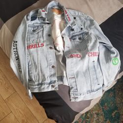 Travis Scott Denim Jacket Size Large Astro world 