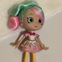 Shopkins Shoppies Peppa-mint 4.5” Doll With Pink And Aqua Blue Hair Peppamint