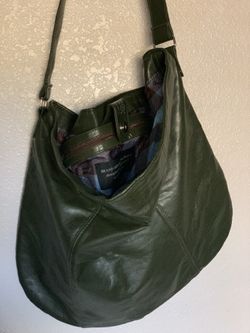 NEW Faux Leather Green Tote Bag - Width 21 1/2 “ and length is 16”