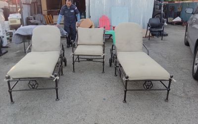 2 long chairs and chair