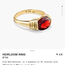 Mejuri 14k Gold Garnet Heirloom Ring 
