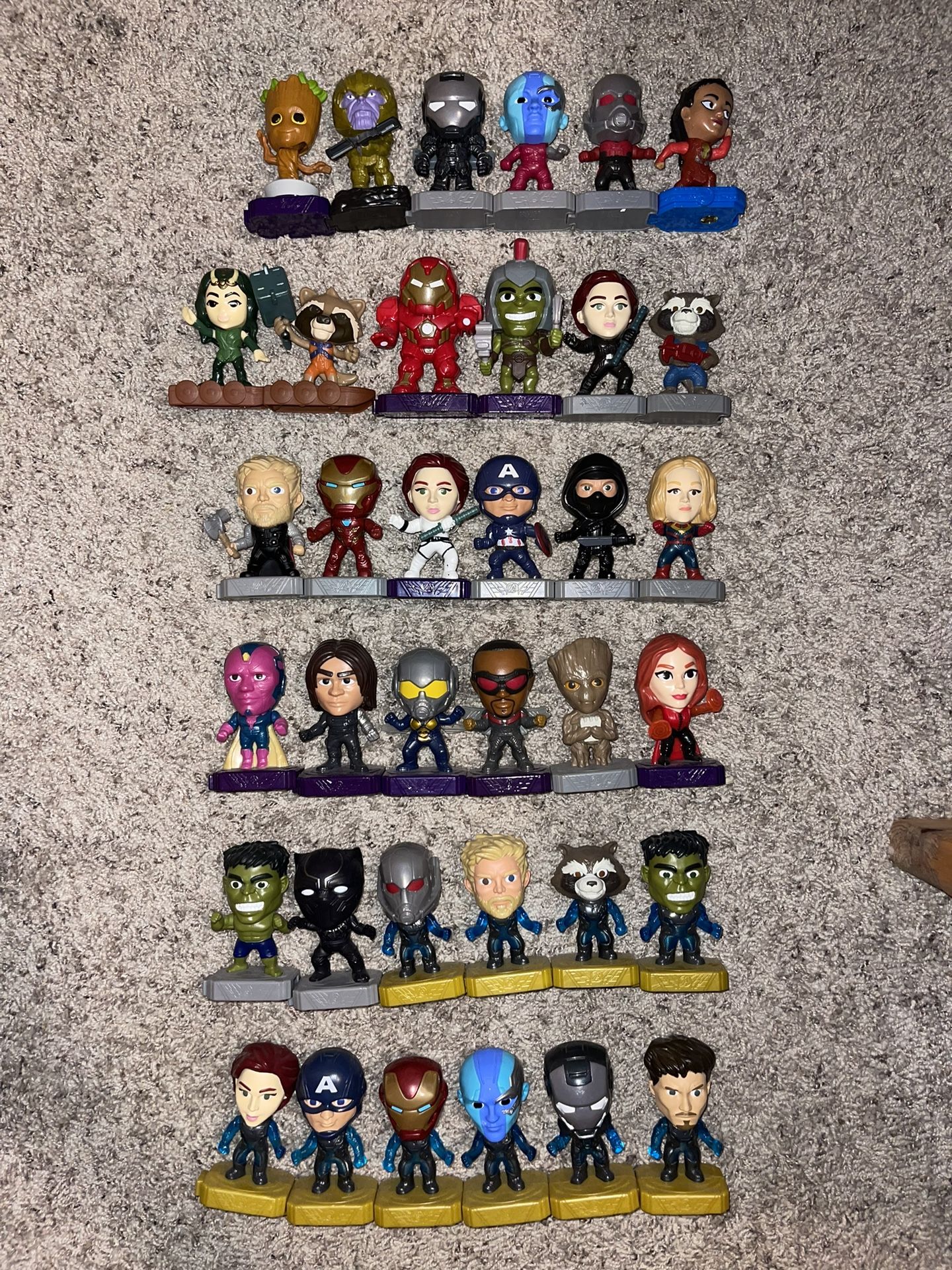 McDonald’s Marvel Avengers Endgame Figure Toys Complete Set With Extras Iron Man Captain America Thor Hulk Black Widow Spider-Man