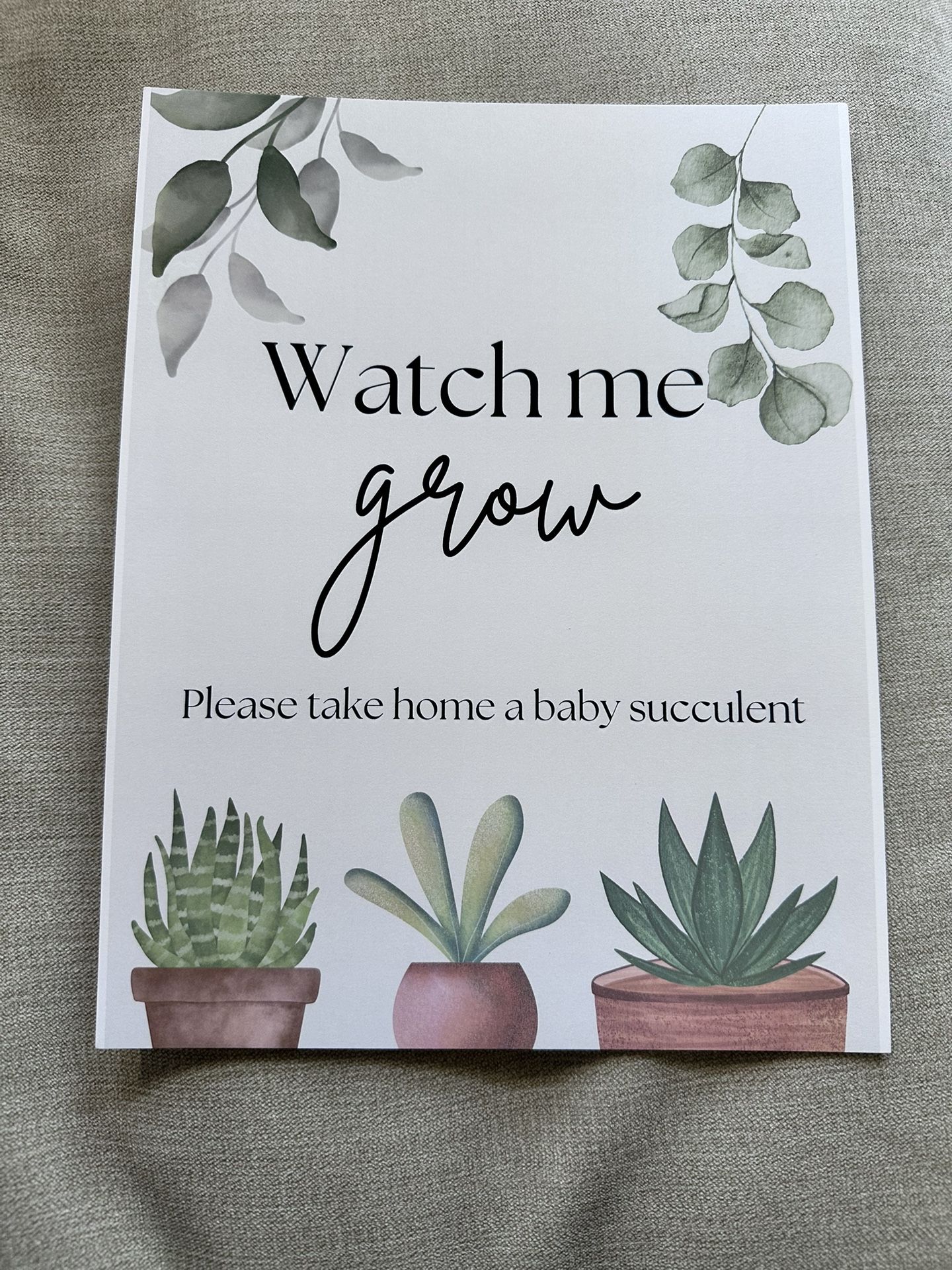 Baby Shower Sign For Succulent Favors