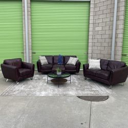 *Free Delivery* Macy Leather Couch Sofa Loveseat Chair Ottoman Set