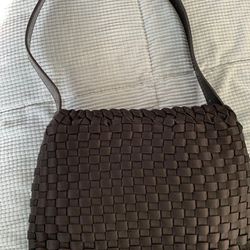 Womens Black Basketweave Handbag