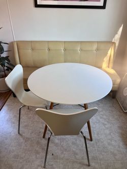 Modern Dining Table, Chairs, and Bench