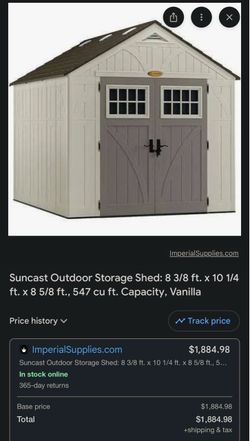 Suncast Outdoor Storage Shed Vanilla 8x10