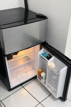 2-door mini fridge with freezer compartment