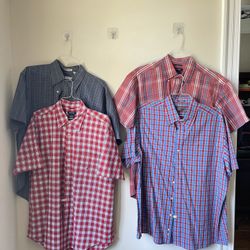 Lot of 4 Men’s Short Sleeve Button Front & Nautica& Saddlebred&vanseuhen Size XL
