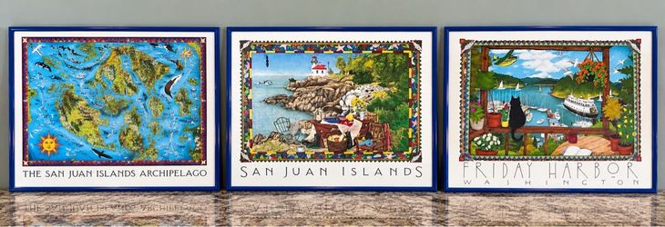 San Juan Islands Framed Art Prints by Beth Logan. Set of 3