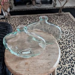 2 Glass Vases.  7x8