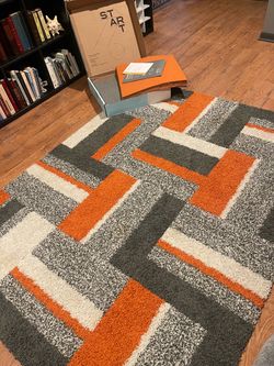 24 Flor Carpet Tiles: Geometric Area Rug Orange Gra