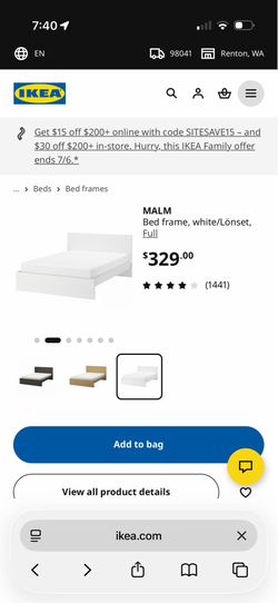 IKEA malm bed frame FULL size + BED!!!!