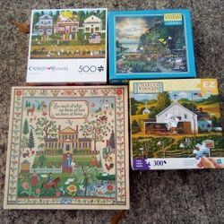 Lot of 4 Jigsaw Puzzles Wysocki Springbok