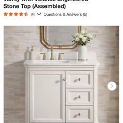 Cliveden 36 in. Single Sink Freestanding Cameo White Bath Vanity with Volakas Engineered Stone Top (Assembled)