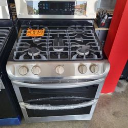 LG ThinQ 5 Burner Double Oven Gas Stove 30 Wide Z9