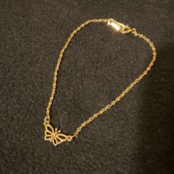 6” Goldtone Twisted Bracelet With Butterfly Charm,by Avon