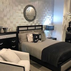 Black Gray Queen Bed