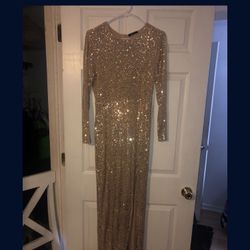 Gold Long Sleeve Dress